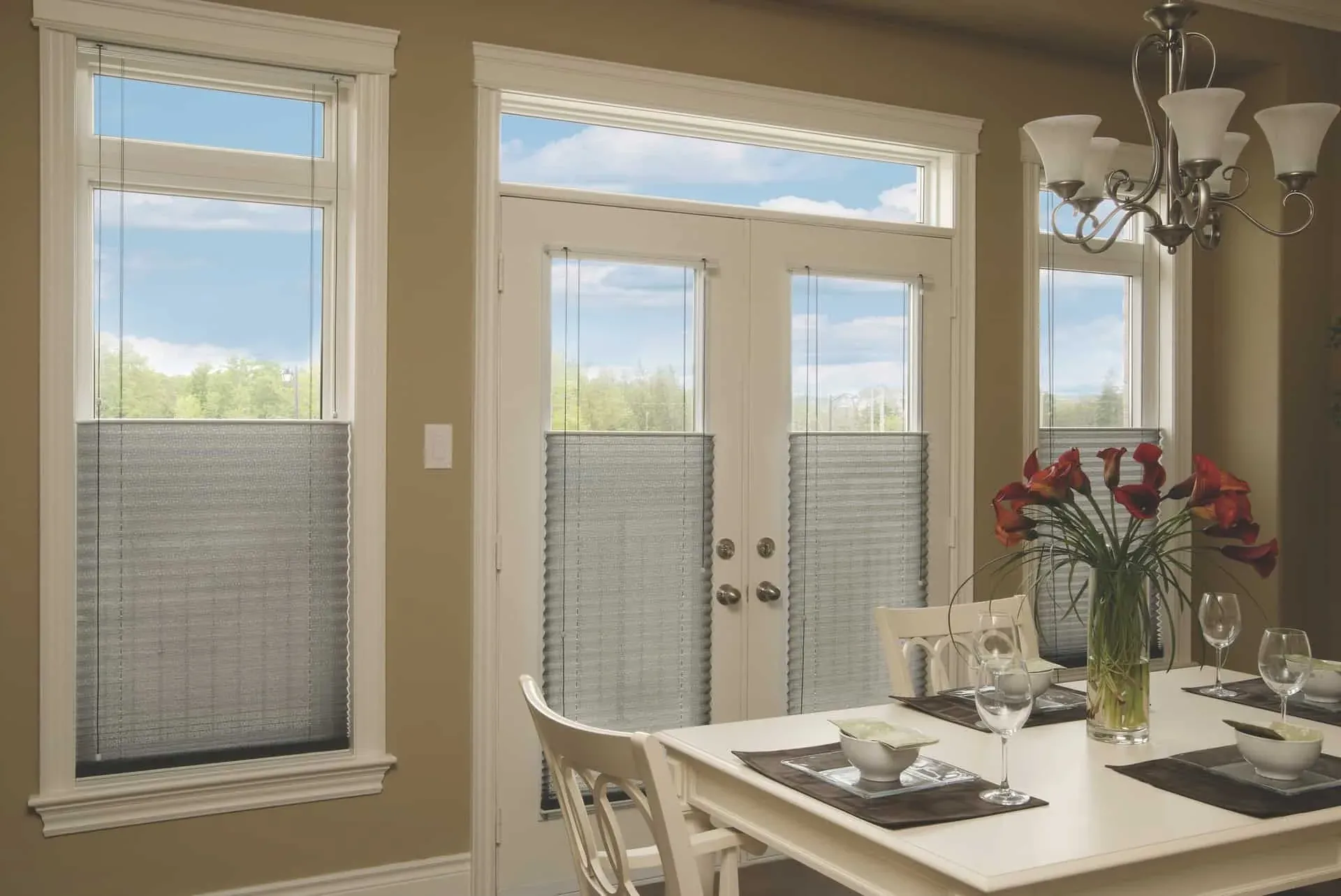 Maxxmar cellular shades in a dining room