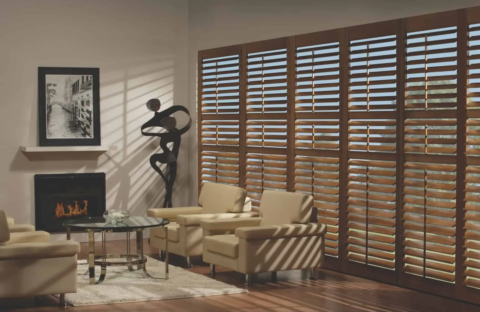 Maxxmar wood shutters fitted to a window